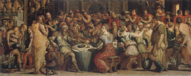 VASARI, Giorgio The festival meal in Ester Norge oil painting art